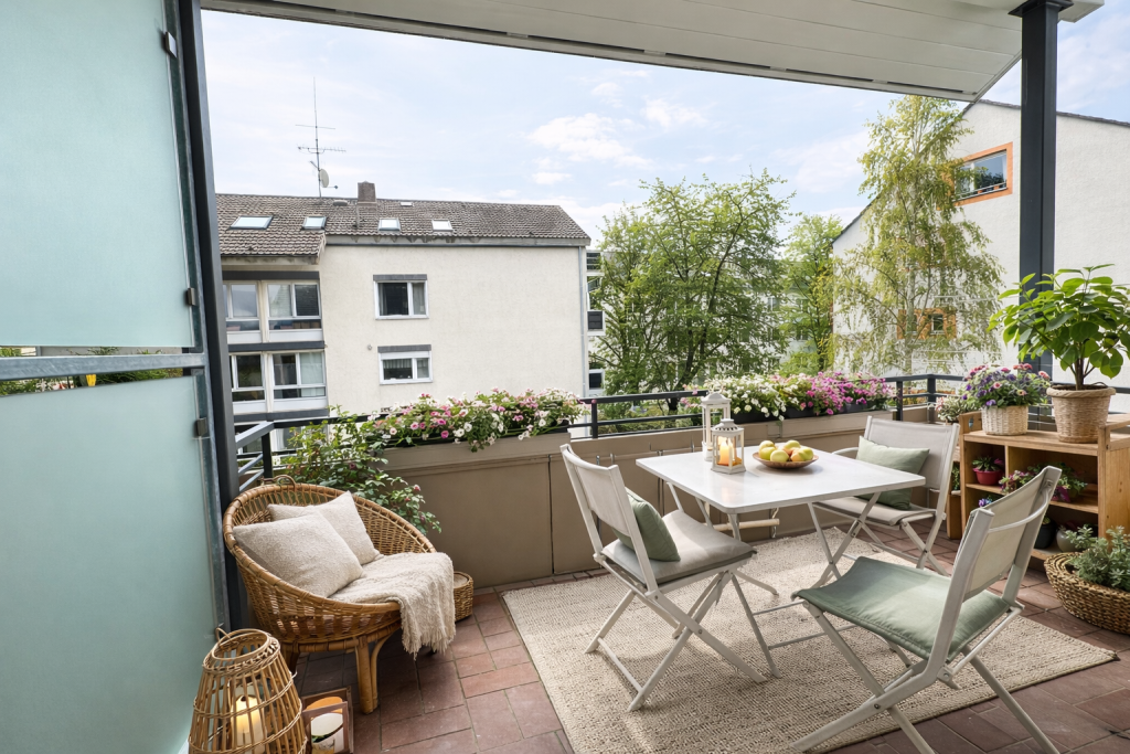 Großzügiger Balkon S/W