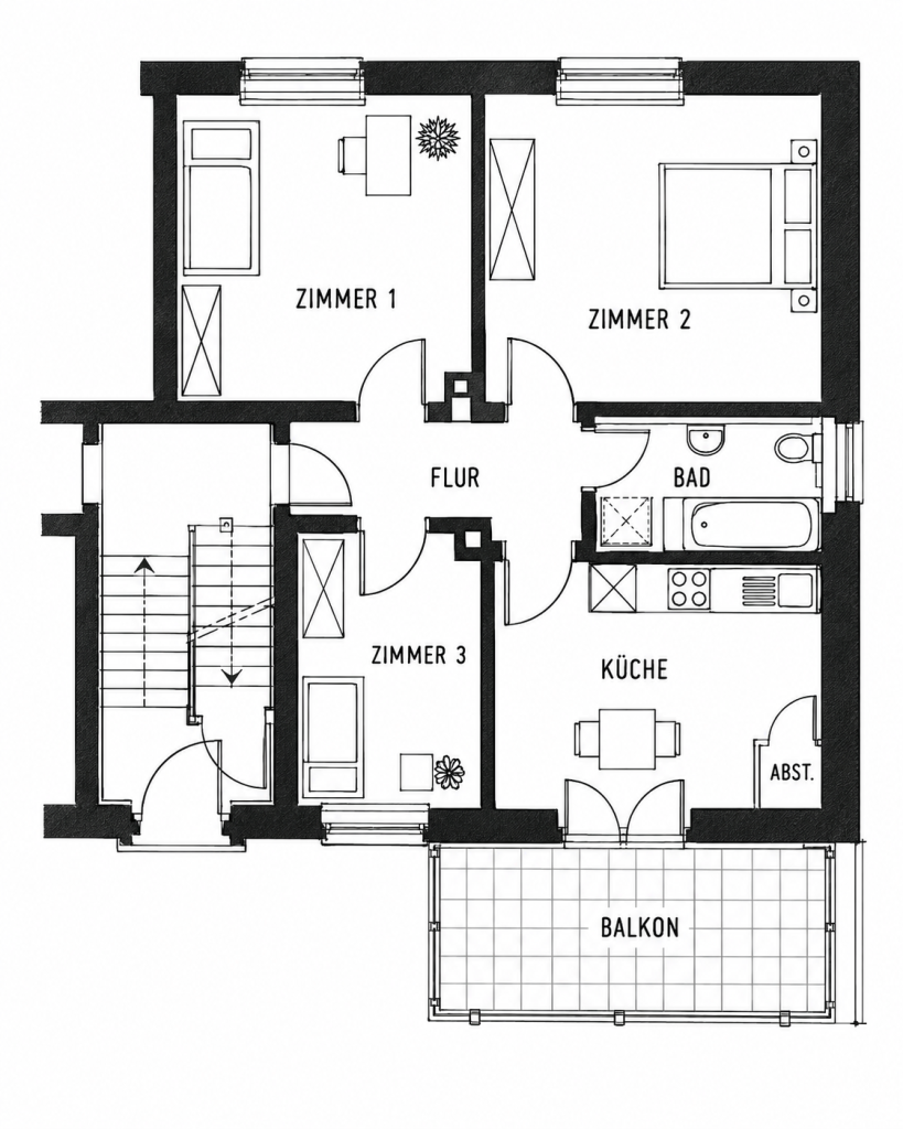 Grundriss mit Balkon